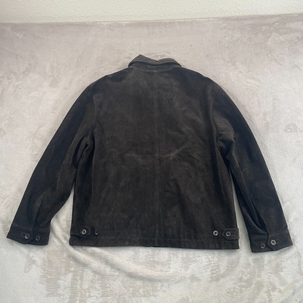 Vintage Banana Republic Bomber Jacket Men XL Chocolate Brown Suede Leather Lined - Picture 8 of 13
